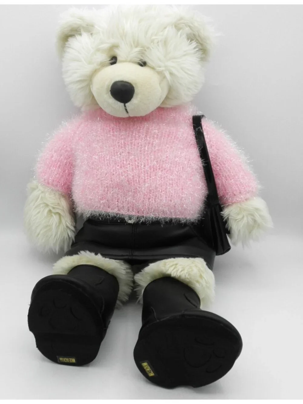 Build A Bear 20" Tan Bear Plush Pink Sparkle Sweater Black Skirt Boots and Purse - Picture 1 of 11